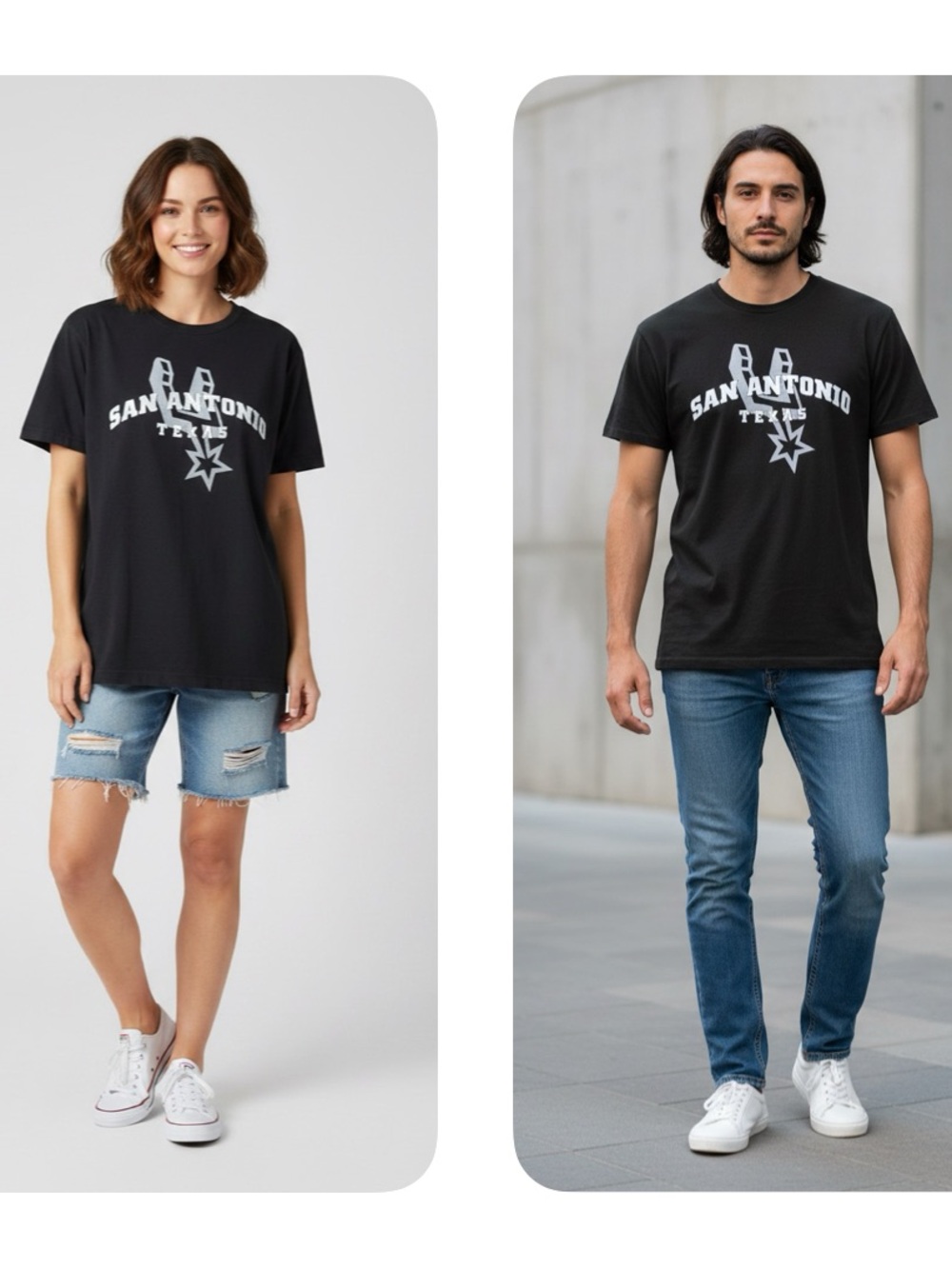 Adult JERZEES Spurs tshirt San Antonio Texas black white unisex cotton MEDIUM